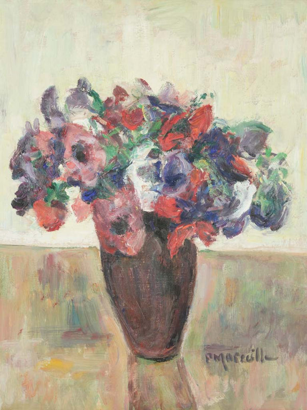 Colorful Provençal vase oil painting