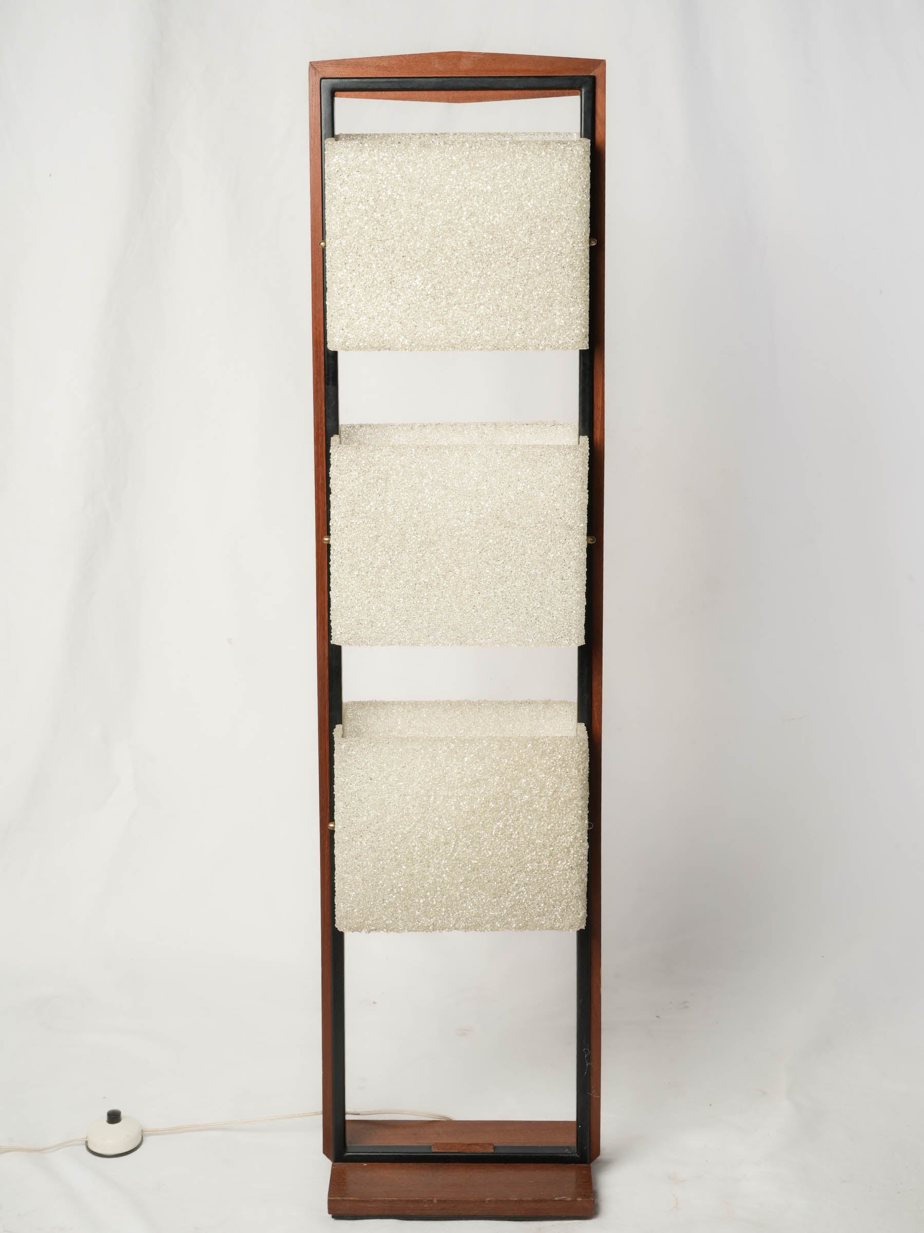 Rare Maison Arlus Teak & Granite-Effect Perspex Floor Lamp, France 1960s - 47¼" x 11¾"