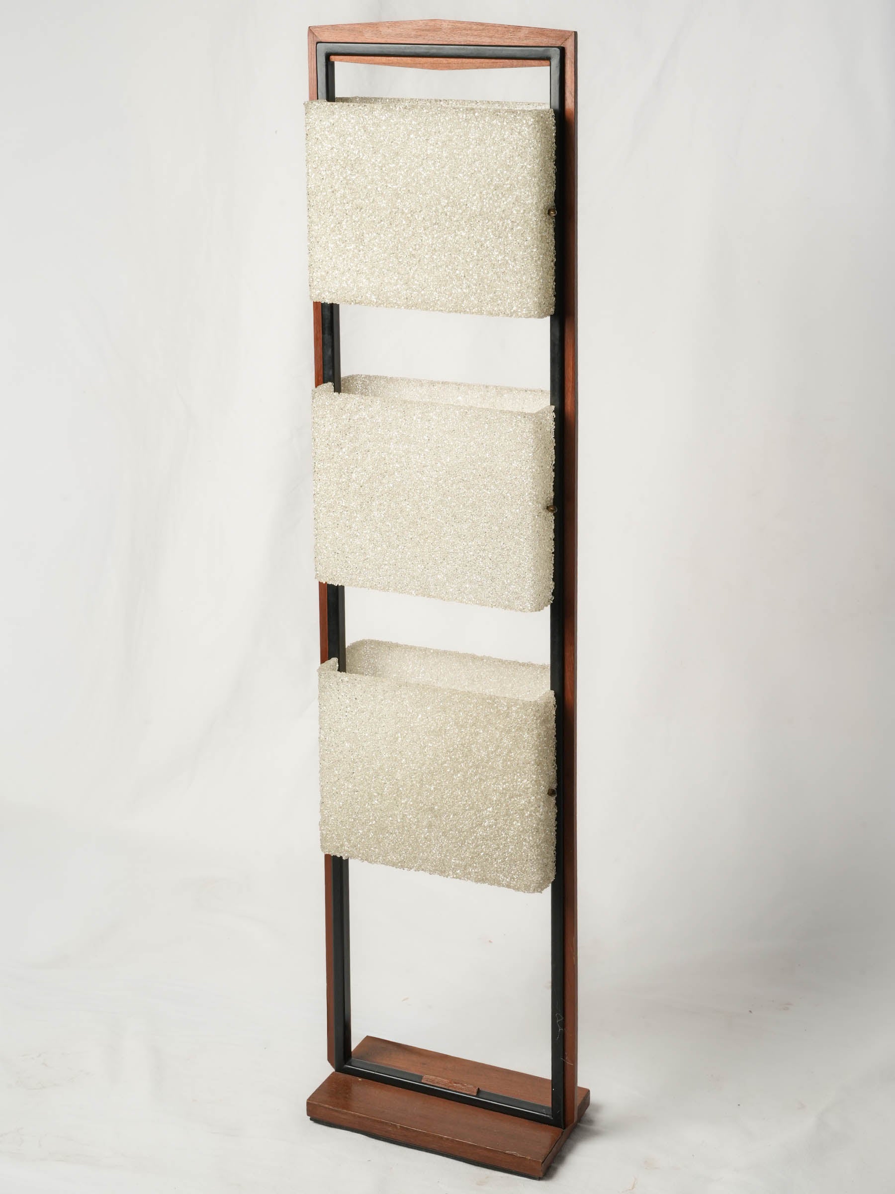 Rare Maison Arlus Teak & Granite-Effect Perspex Floor Lamp, France 1960s - 47¼" x 11¾"