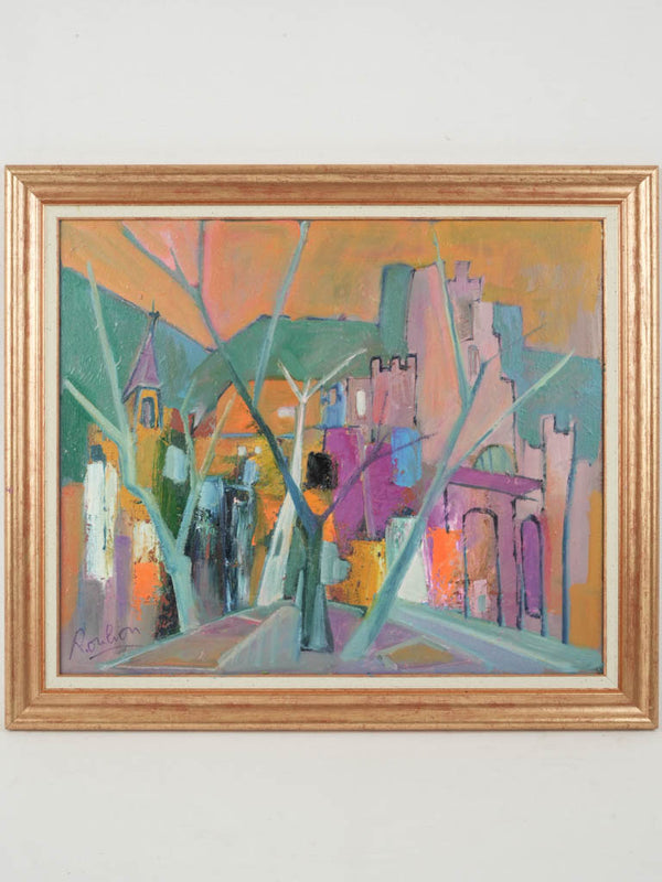 Colorful, Mid-Century French Village Painting