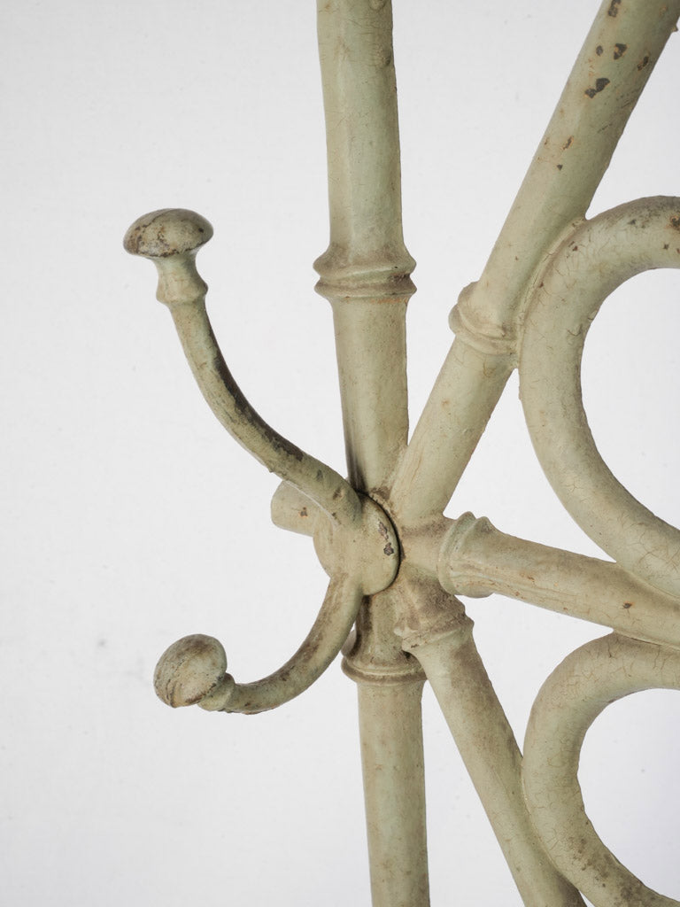 Circa 1900 Cast Iron Bamboo-Form Hall Stand in Sage Green - 75½" x 26" x 13½"