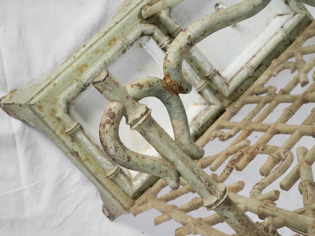 Circa 1900 Cast Iron Bamboo-Form Hall Stand in Sage Green - 75½" x 26" x 13½"