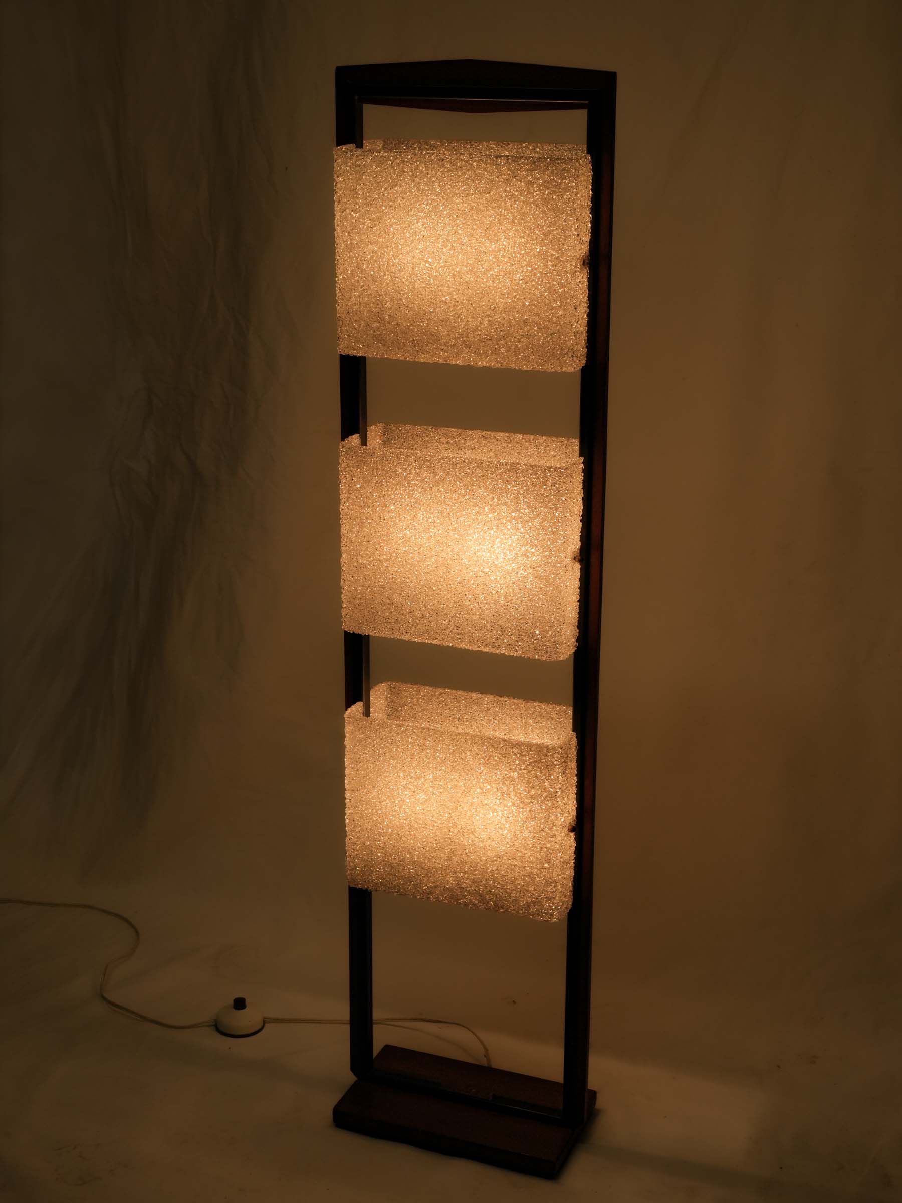 Rare Maison Arlus Teak & Granite-Effect Perspex Floor Lamp, France 1960s - 47¼" x 11¾"