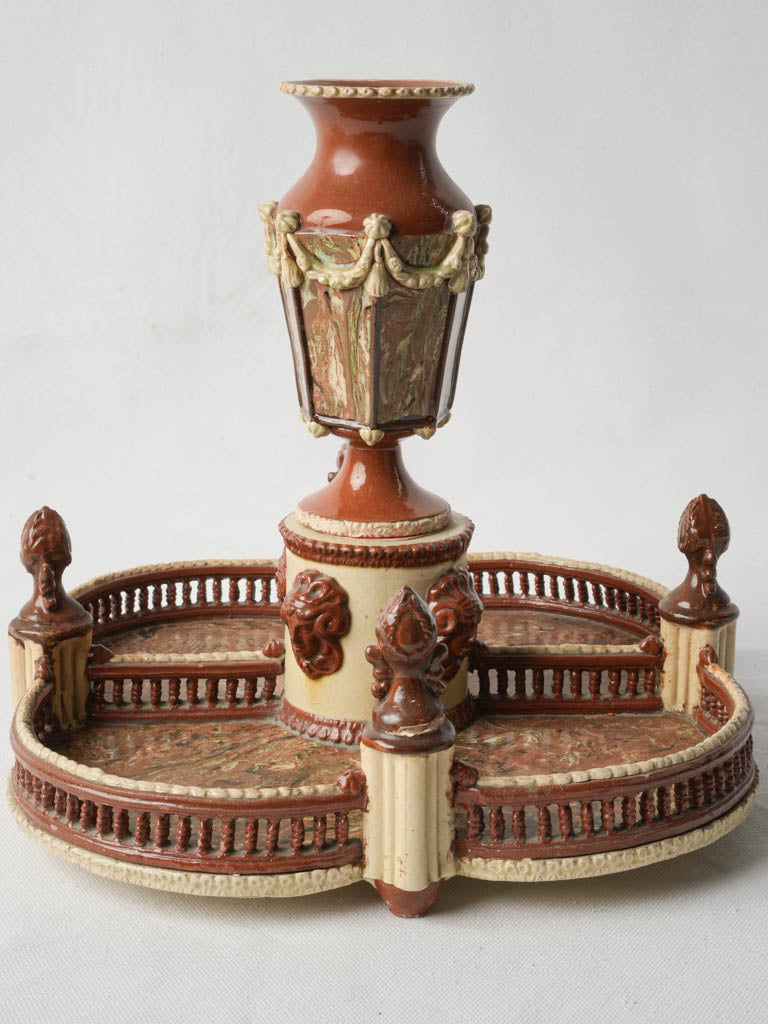 Chestnut and ivory glazed centerpiece  