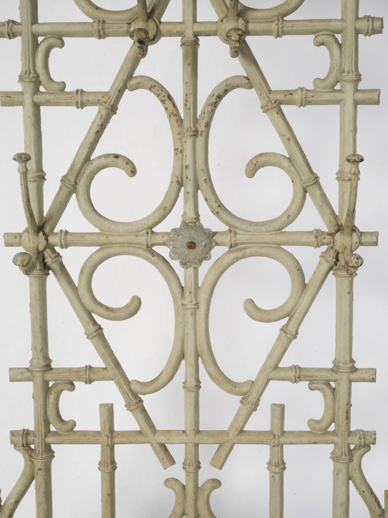Circa 1900 Cast Iron Bamboo-Form Hall Stand in Sage Green - 75½" x 26" x 13½"
