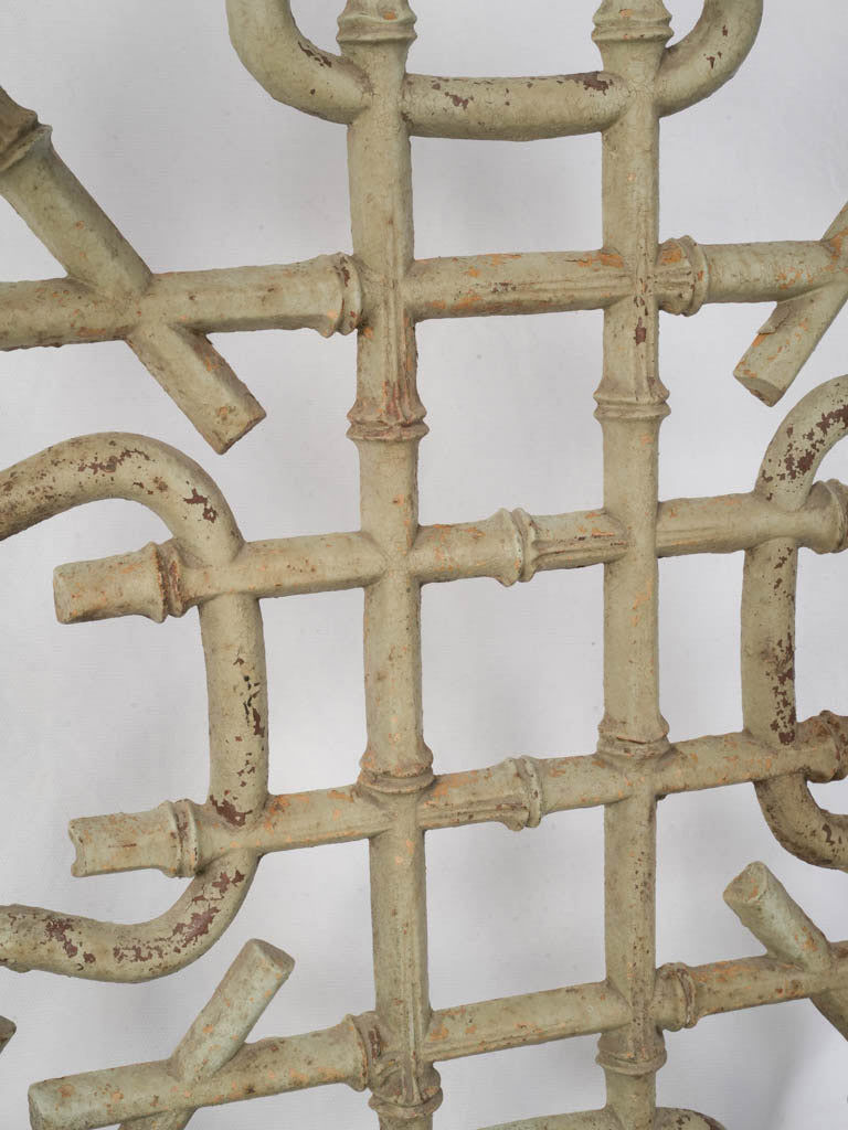 Circa 1900 Cast Iron Bamboo-Form Hall Stand in Sage Green - 75½" x 26" x 13½"