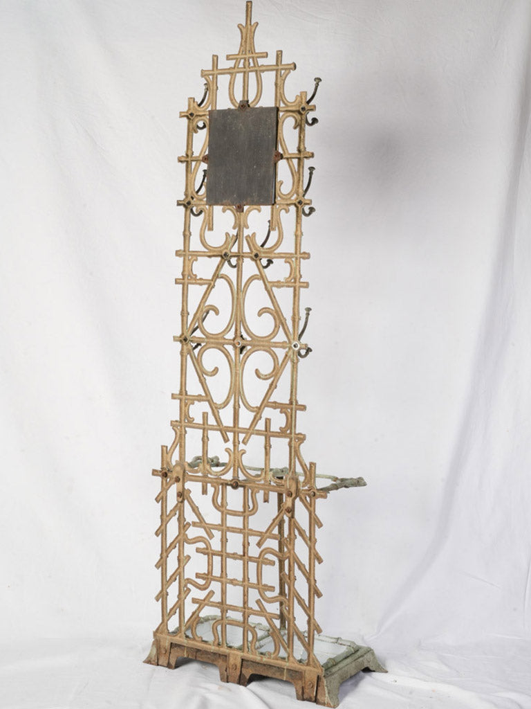 Circa 1900 Cast Iron Bamboo-Form Hall Stand in Sage Green - 75½" x 26" x 13½"