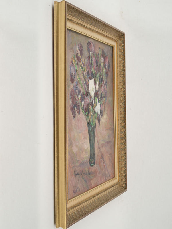 Charming floral oil-on-canvas artwork