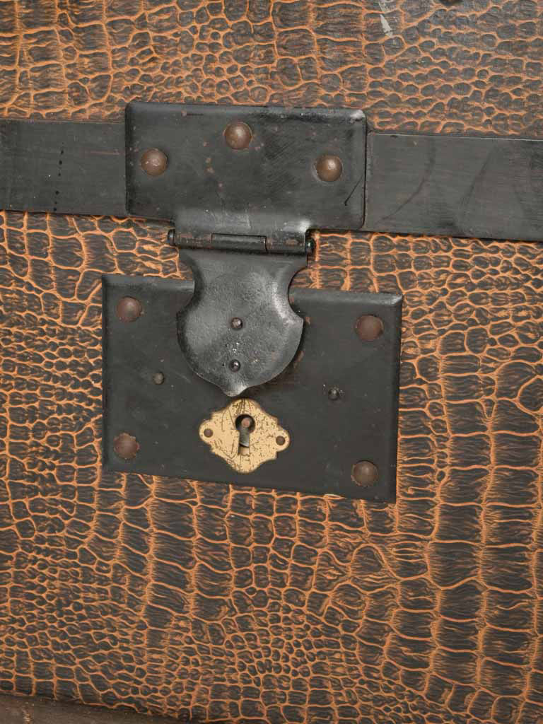 Chic iron-latch French storage trunk  