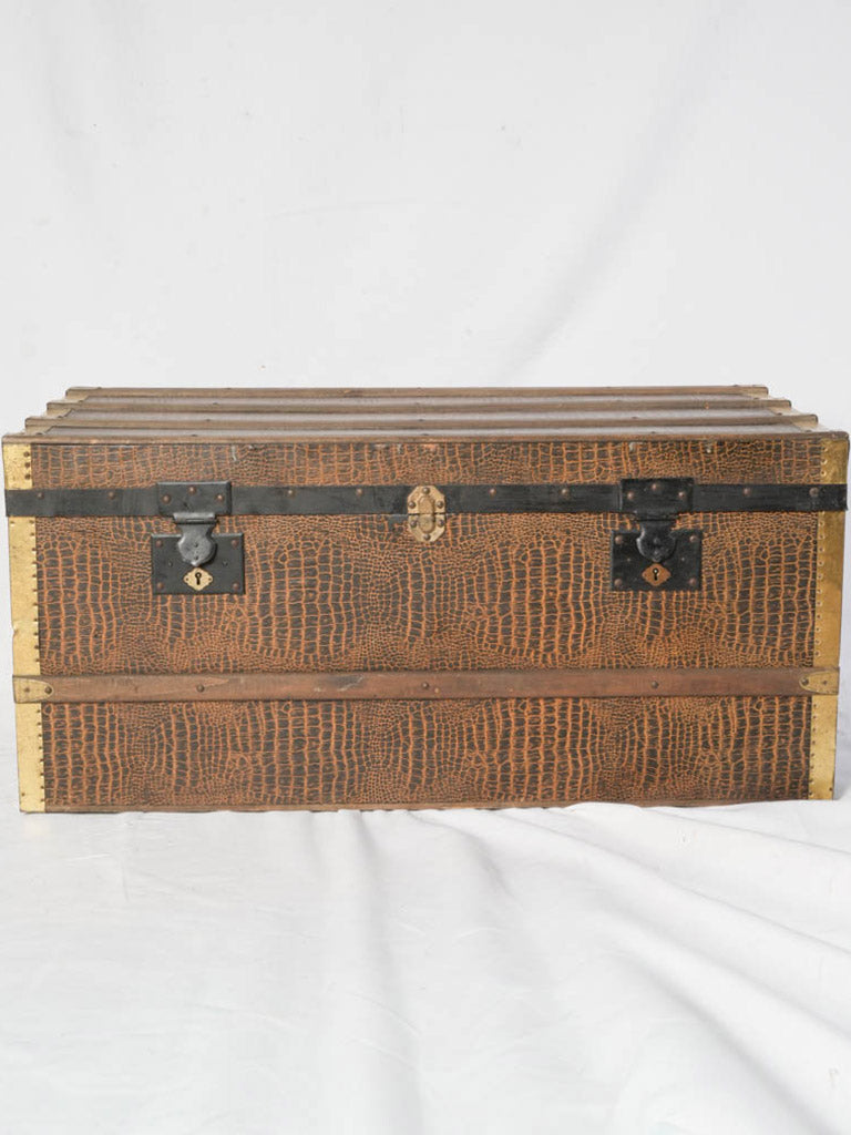 Timeworn scuffed-patina French trunk  