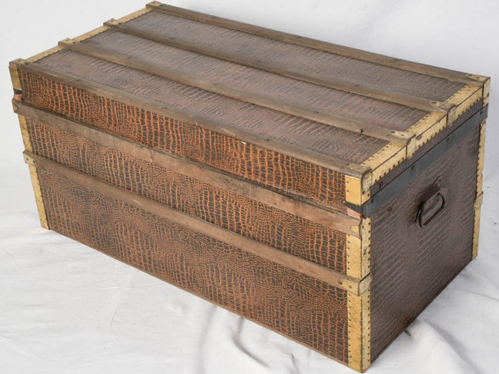 Distinctive deep-chocolate strapping trunk  