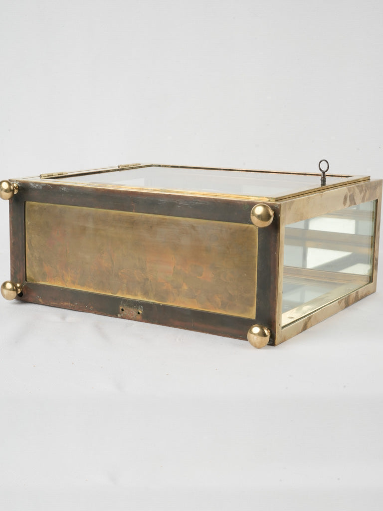 Refined 1800s brass display case