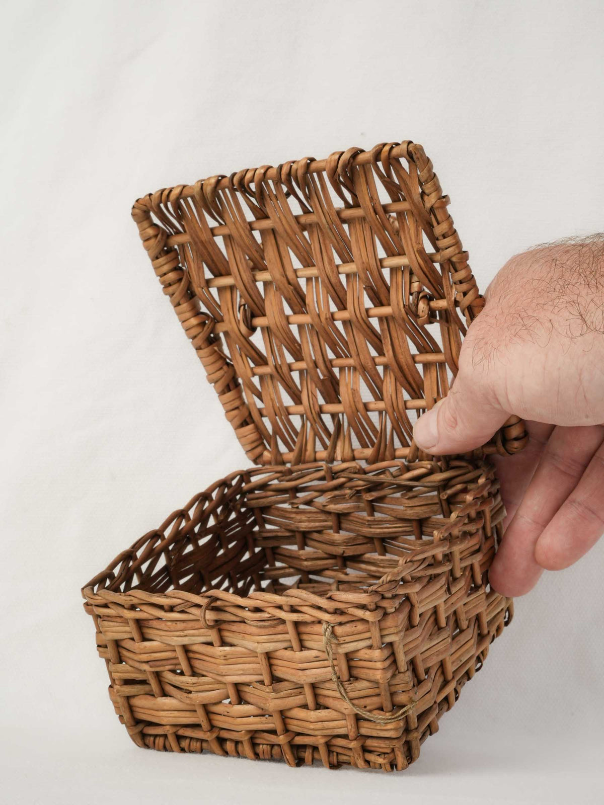 Small vintage wicker trinket box