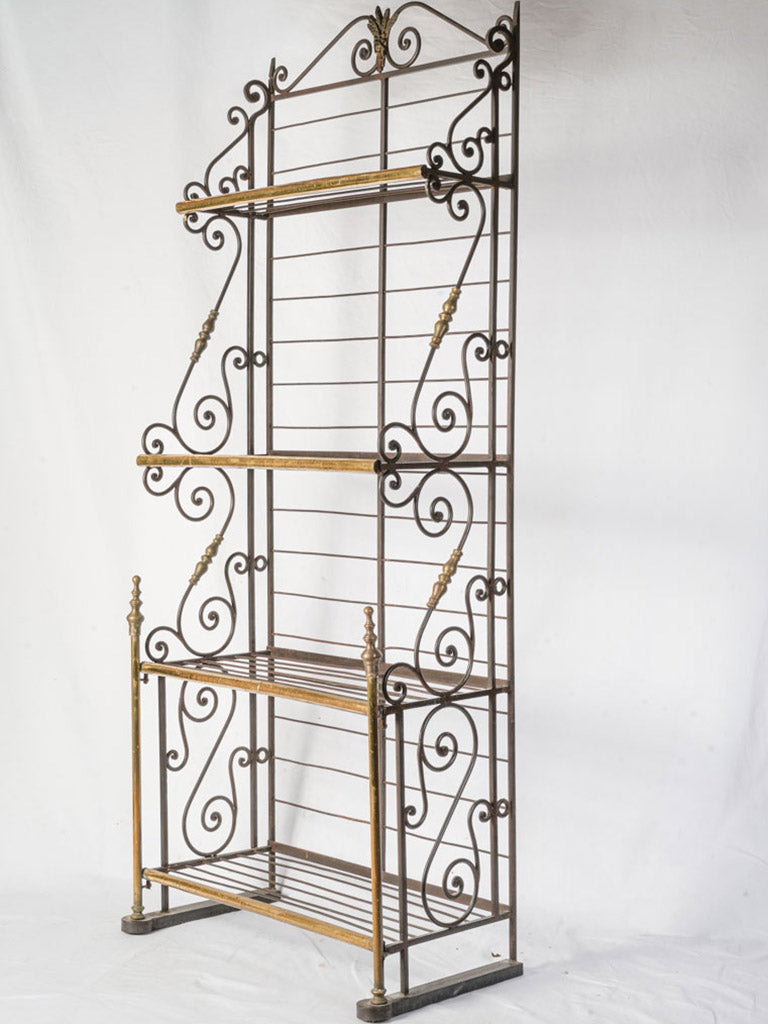 Beautiful French Baker’s Rack in Wrought Iron and Brass, Circa 1900 - 81½" x 33¾"
