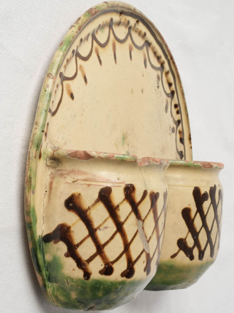 Dark brown slip decorated organizer  