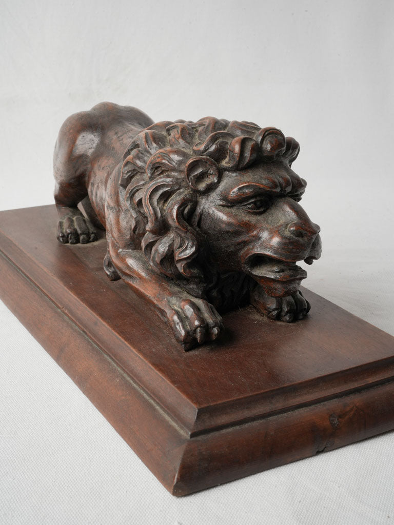 19th Century Walnut Lion Sculpture - 6¼" x 19"