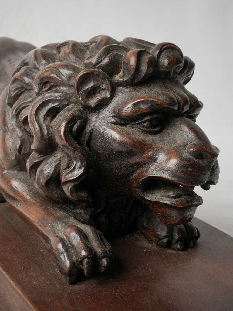 19th Century Walnut Lion Sculpture - 6¼" x 19"
