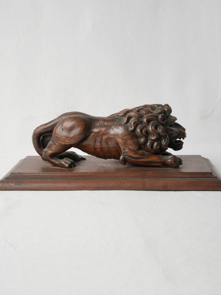 19th Century Walnut Lion Sculpture - 6¼" x 19"
