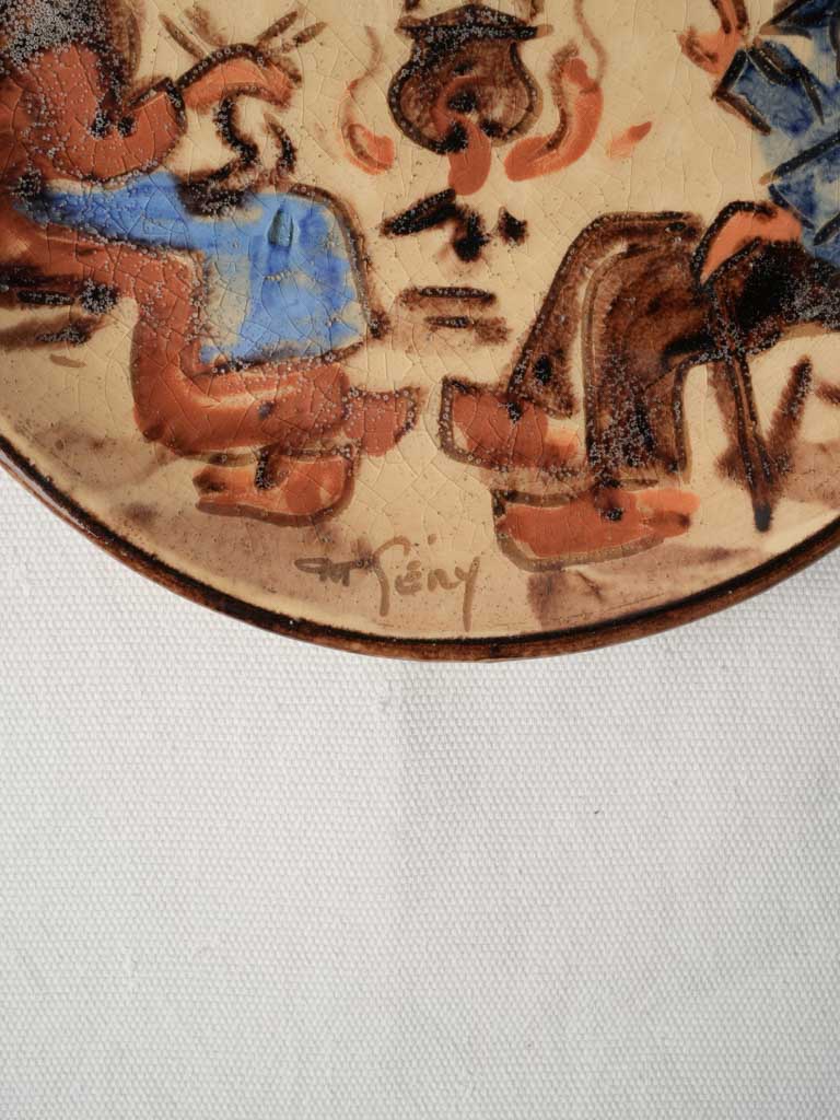 Mid-20th-Century French Plate Signed Gery w/ Provençal Hearth Scene - 9"