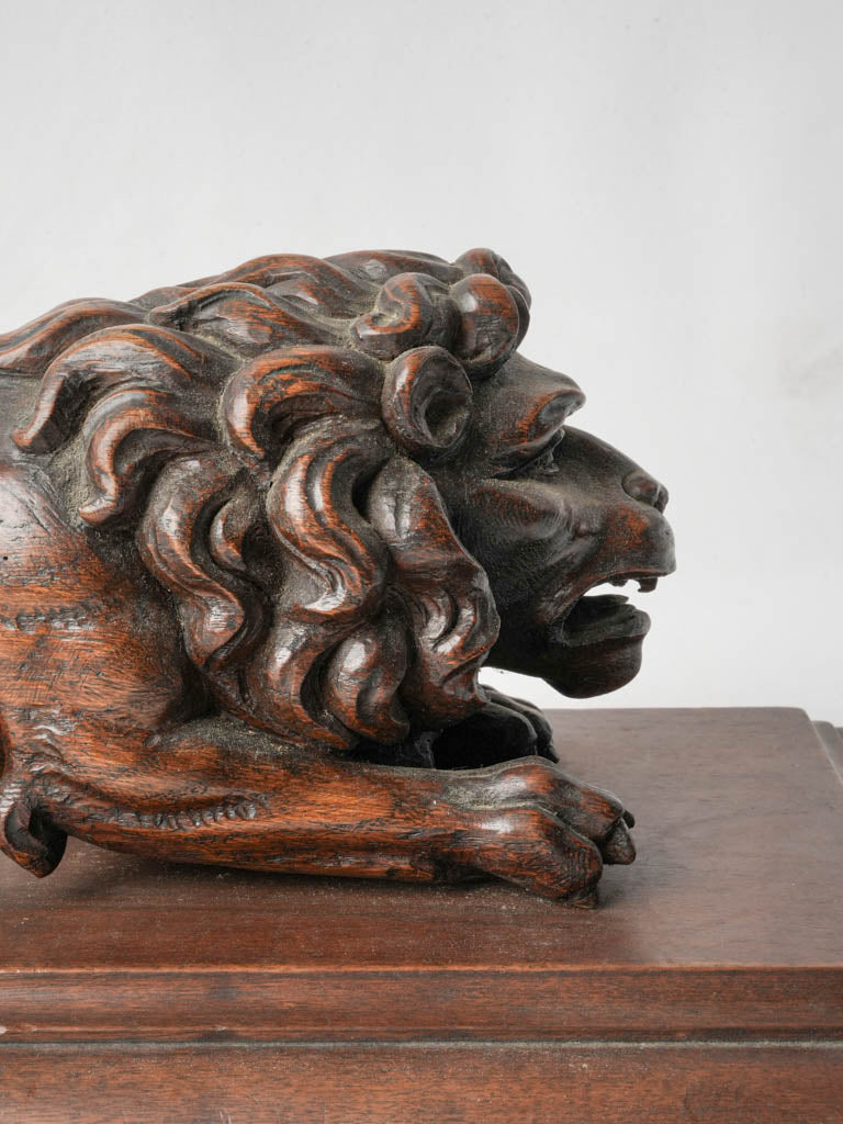 19th Century Walnut Lion Sculpture - 6¼" x 19"