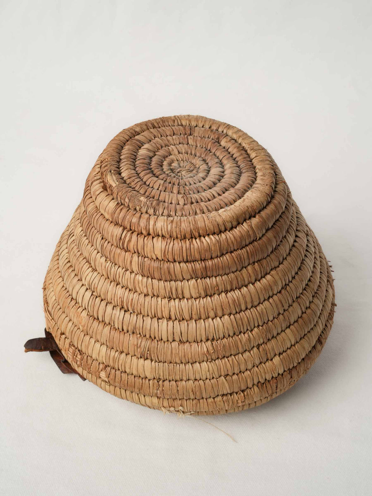 Vintage French Basket w/ Leather Lid