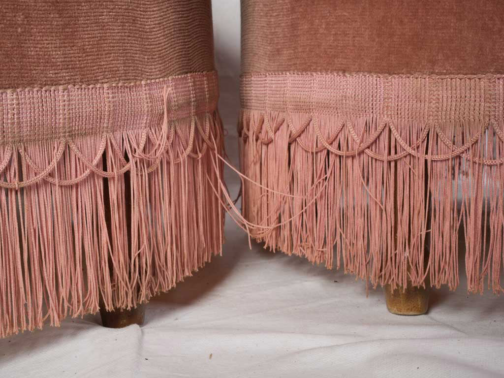 Old-Hollywood tufted slipper chairs  