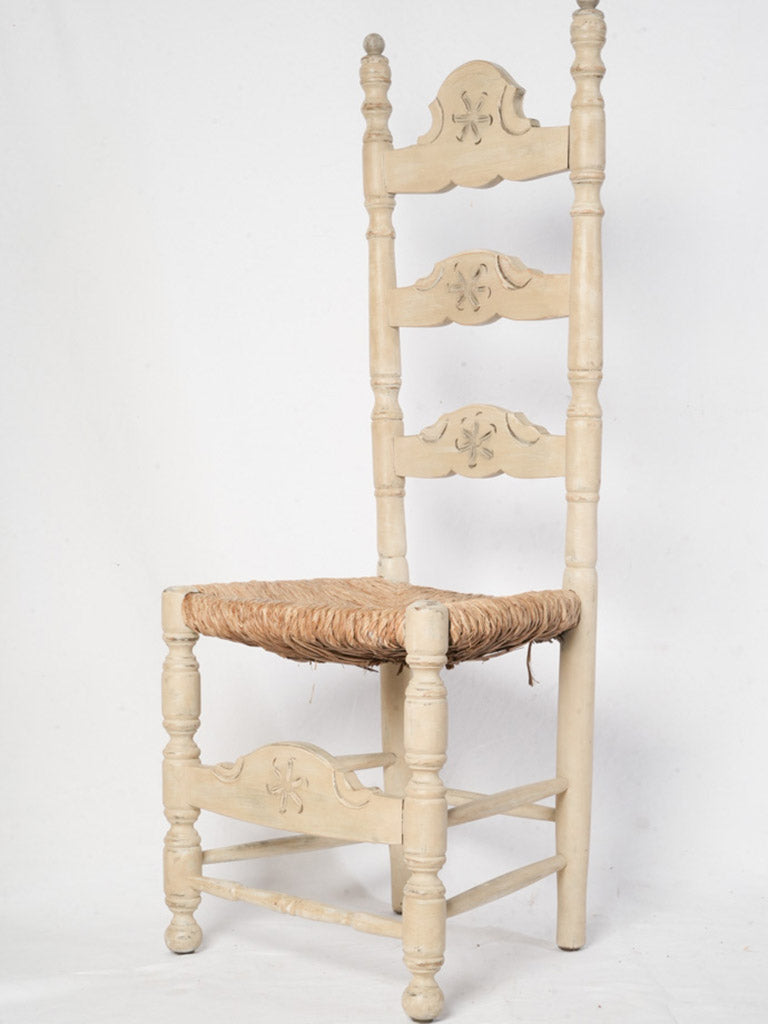 Set of Six French Country Ladderback Chairs w/ Rush Seats - 49¼"