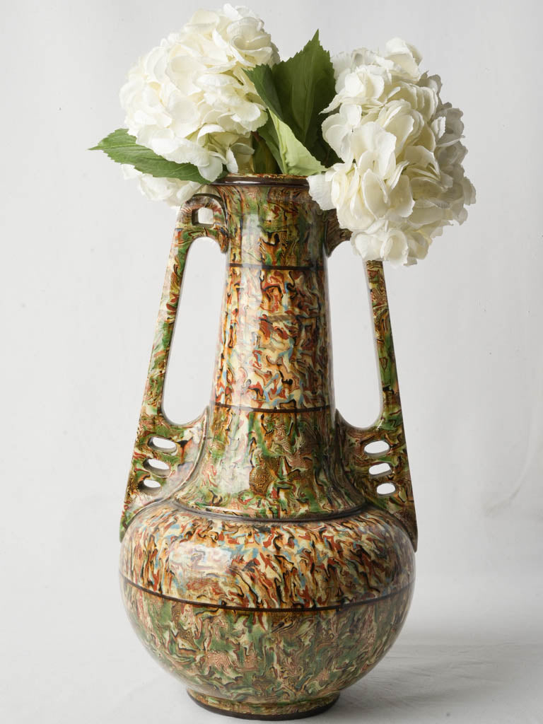 Grand Twin-Handled Vase In Terres Mêlées By Pichon Uzès c. 1900 - 19¾"