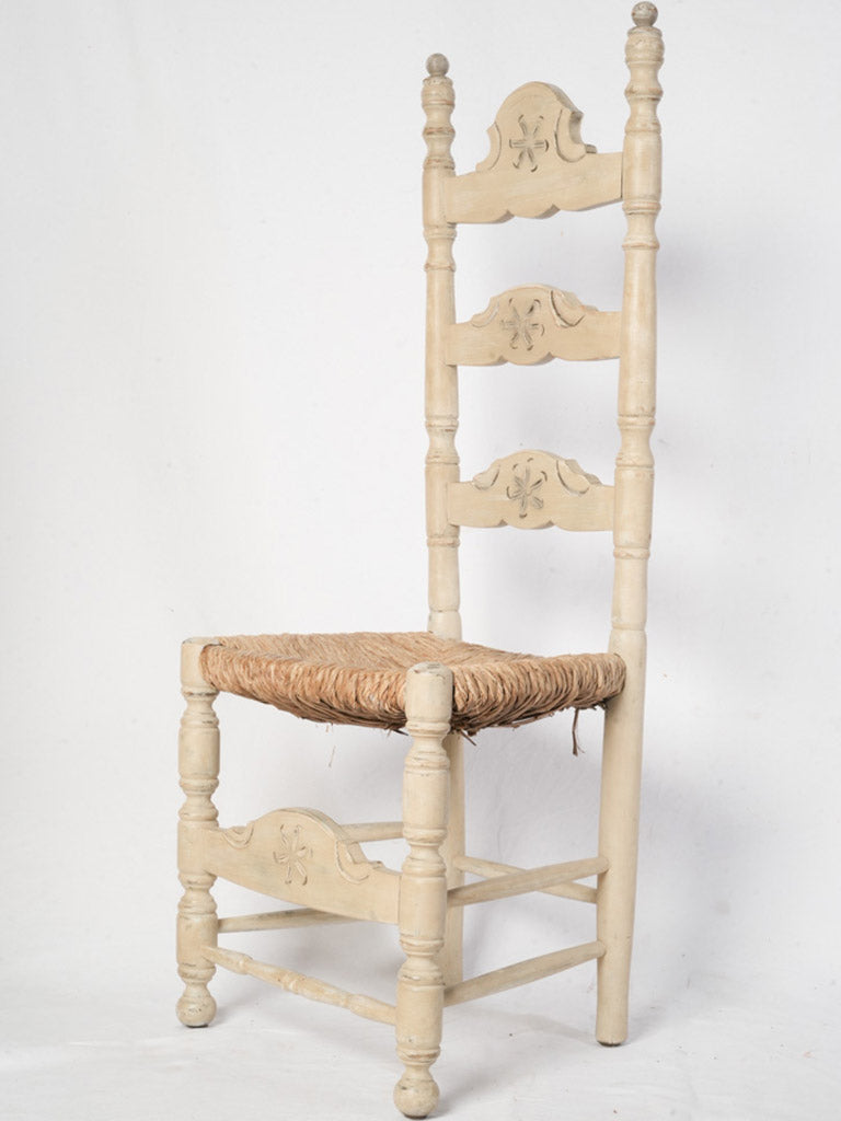 Set of Six French Country Ladderback Chairs w/ Rush Seats - 49¼"