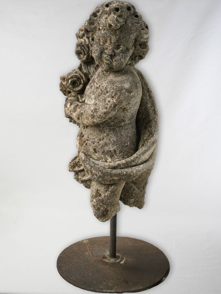 Exquisite antique stone cherub statue  