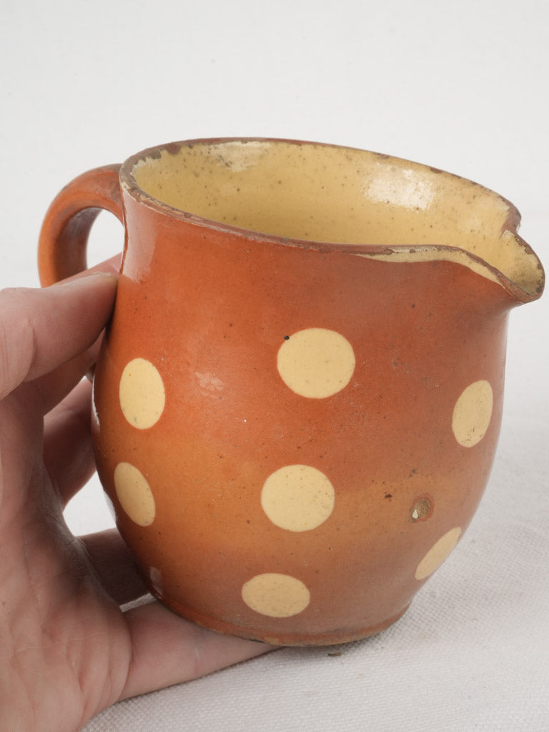 Rustic maroon polka dot creamer  