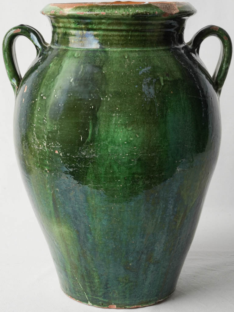 Late 19th Century French Green-Glazed Olive Jar From Tornac - 18½"