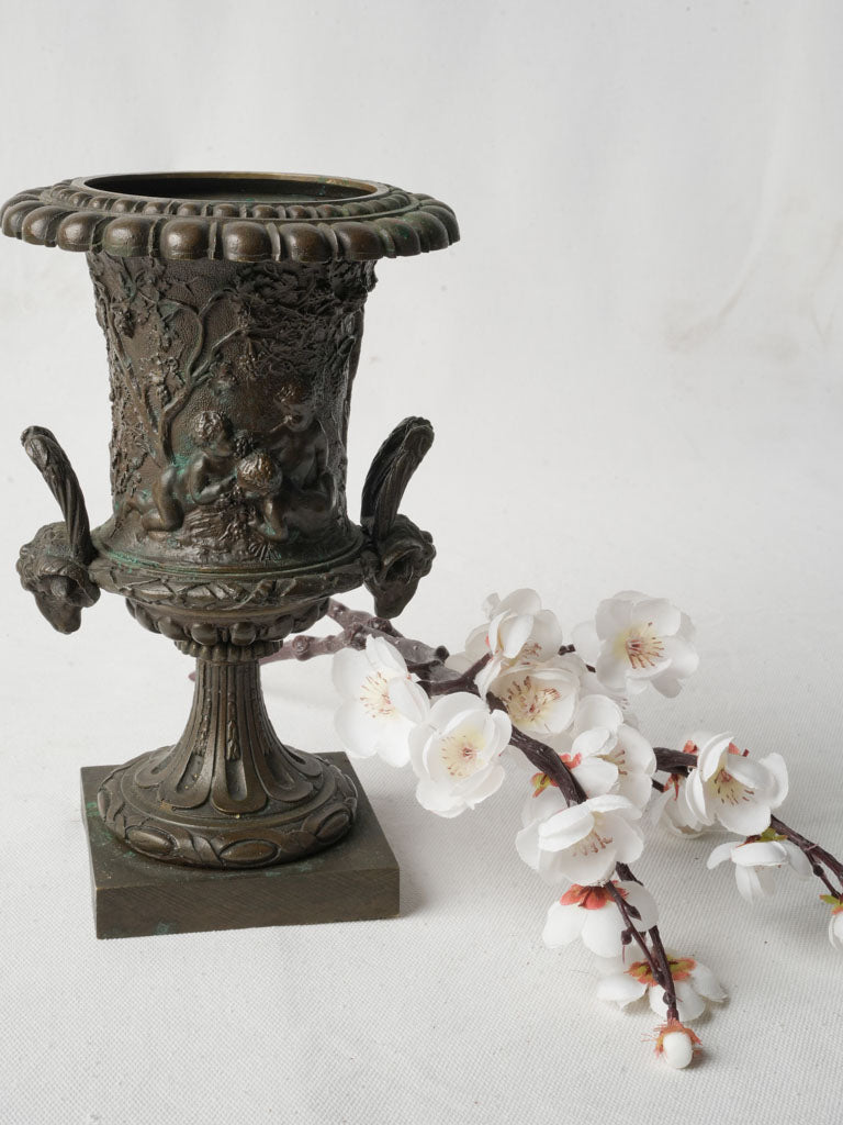 Petite French Bronze Médicis Urn w/ Putti Frieze Circa 1900 - 9½""