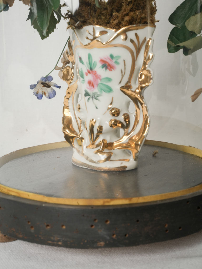 Antique floral Parisian glass vases