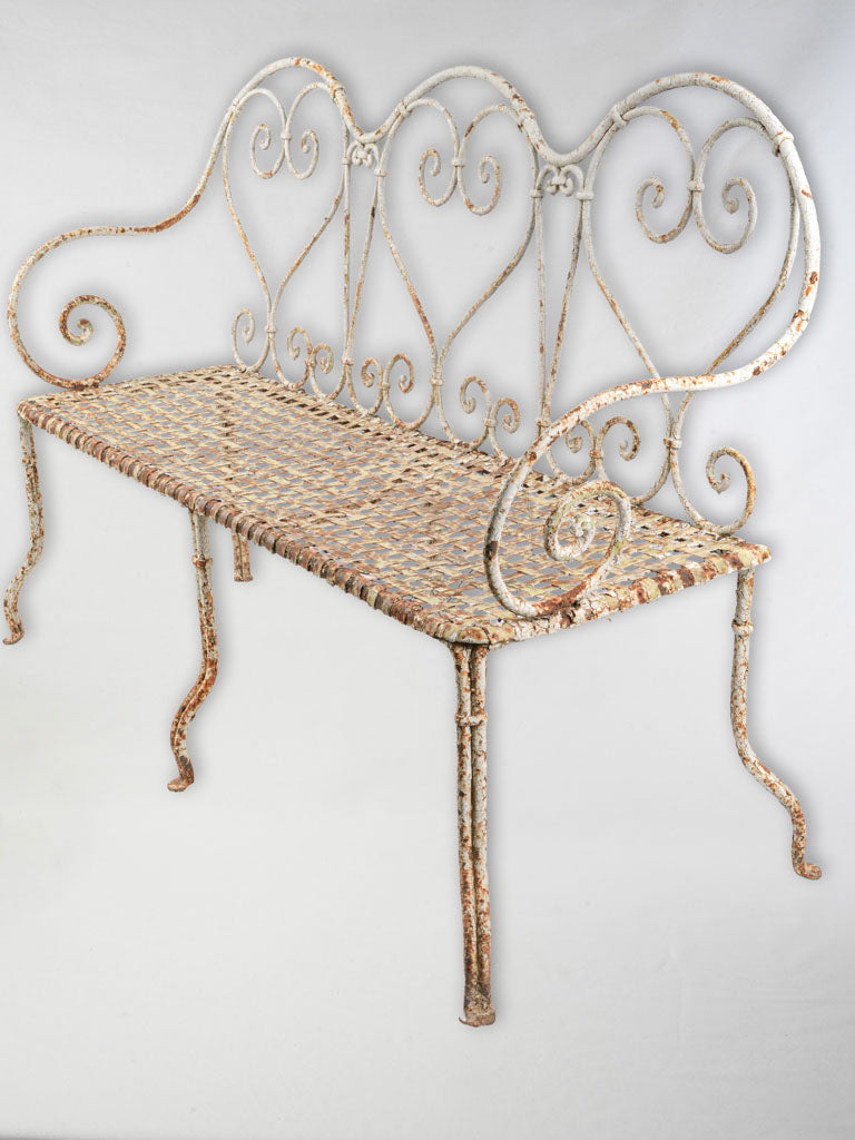 Late 19th-Century French Wrought Iron Garden Bench W/ Beautiful Patina - 54¾"