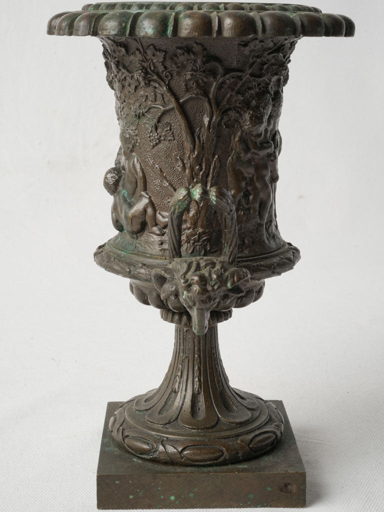 Petite French Bronze Médicis Urn w/ Putti Frieze Circa 1900 - 9½""