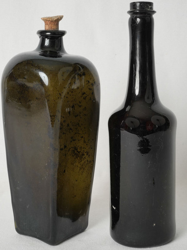 Aged, historic rum and wine bottles 