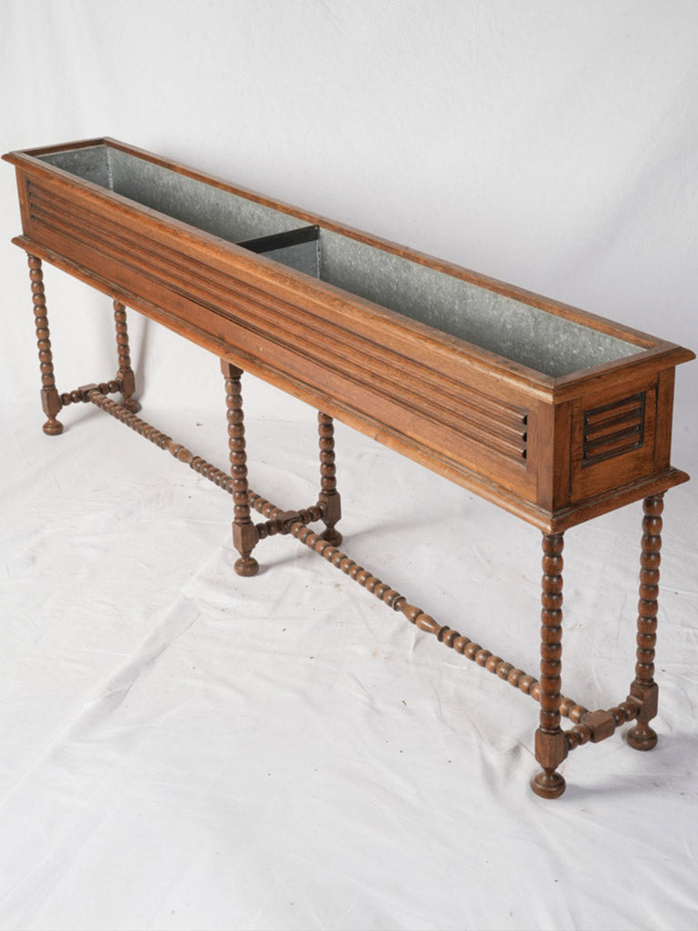 Vintage Brown Bobbin-Turned Legs Planter  