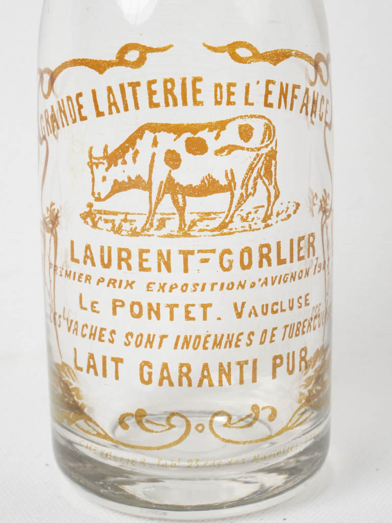Timeless French collectible glass milk bottle