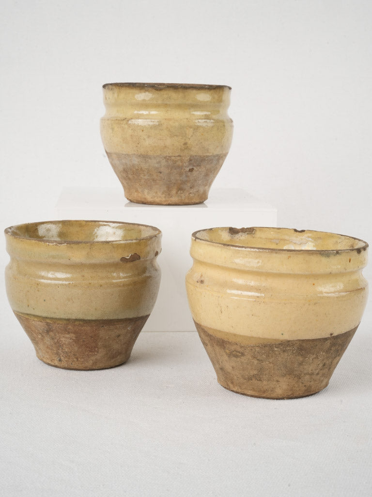 Antique yellow terracotta jam pot  