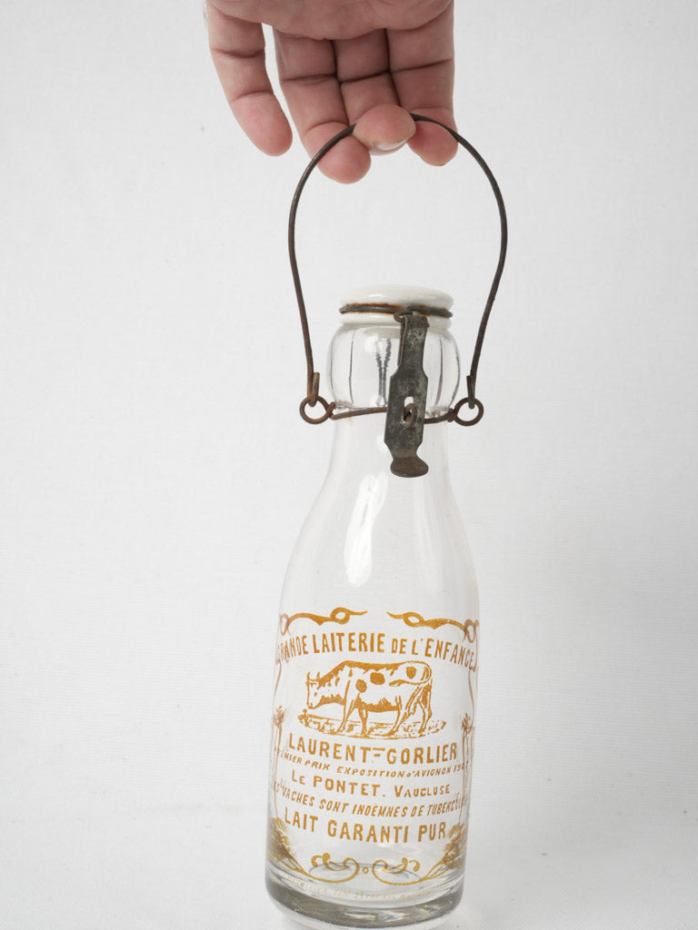 Olden times glass milk bottle from Provence