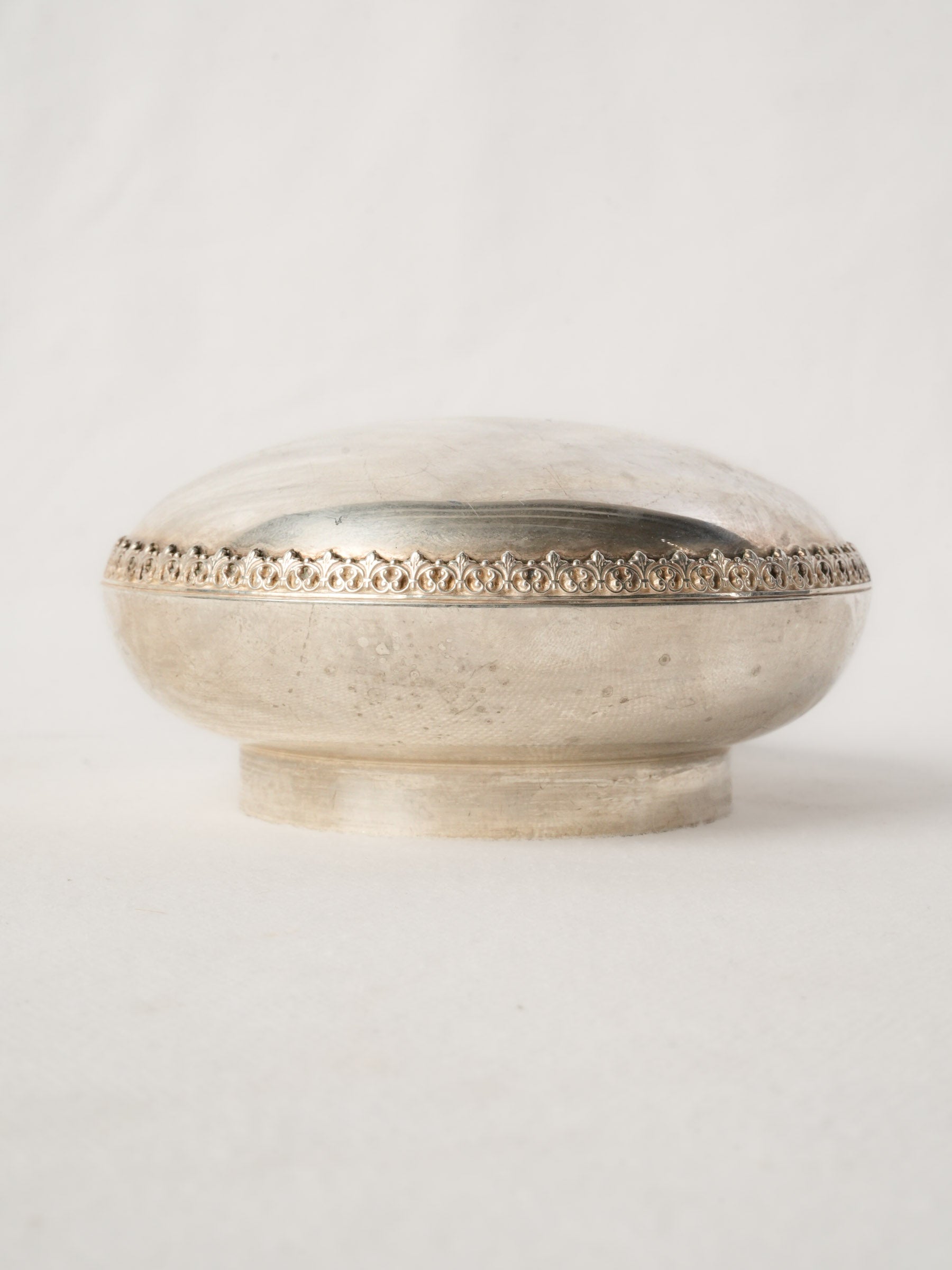 Round Antique French Silver Bowl / Lid