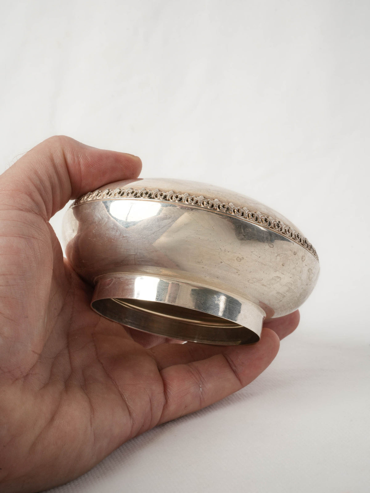 Round Antique French Silver Bowl / Lid