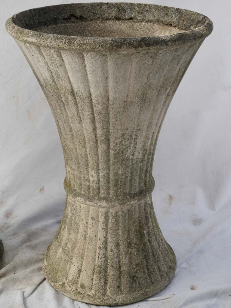 Robust aged concrete jardinieres 