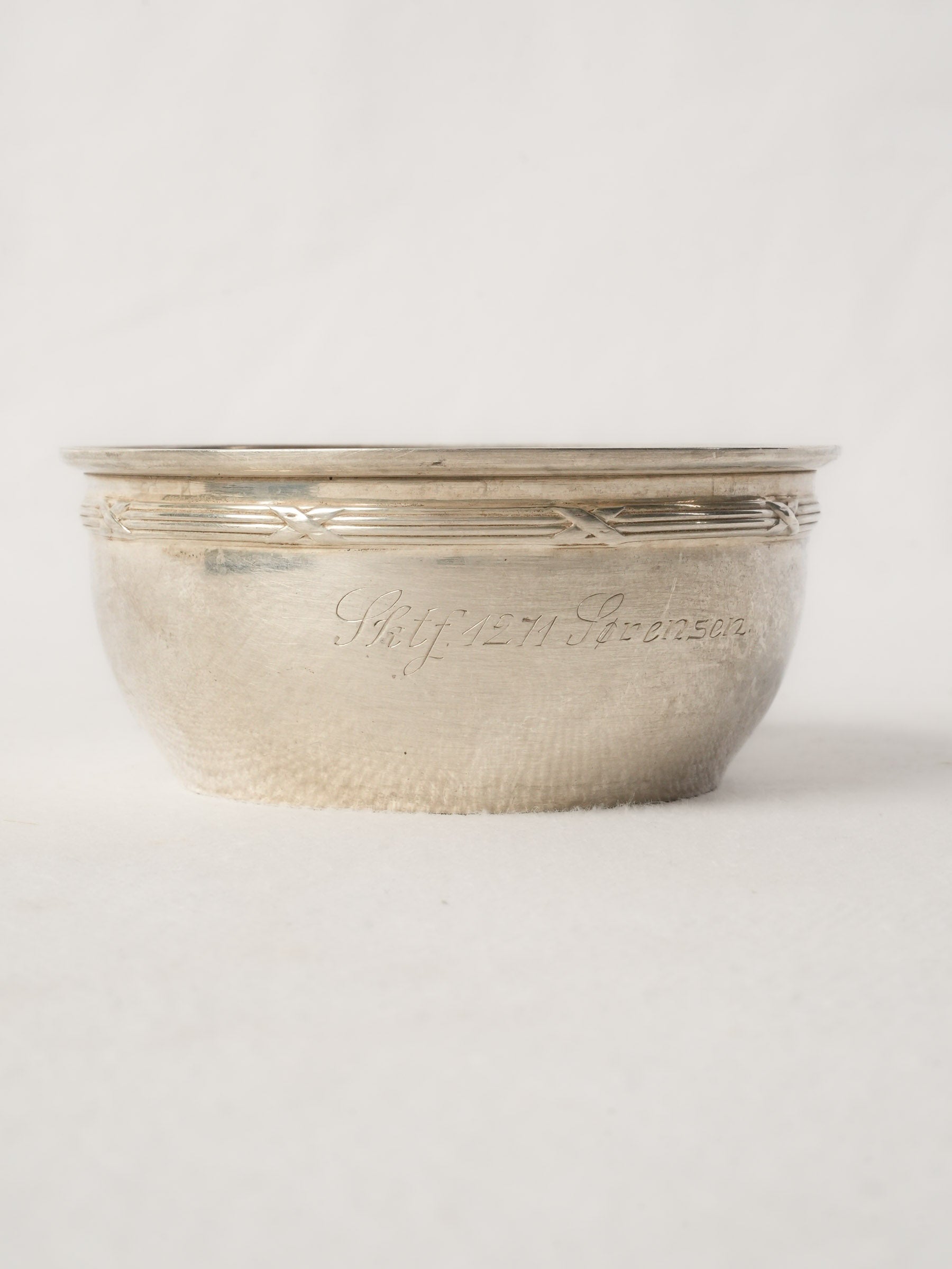 Small Antique Silver Bowl w/ Glass Lid