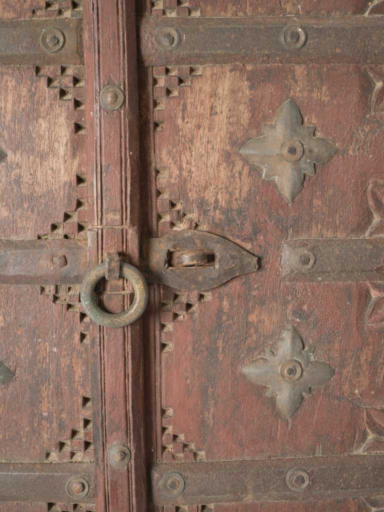 Original red oxblood patina decorated door