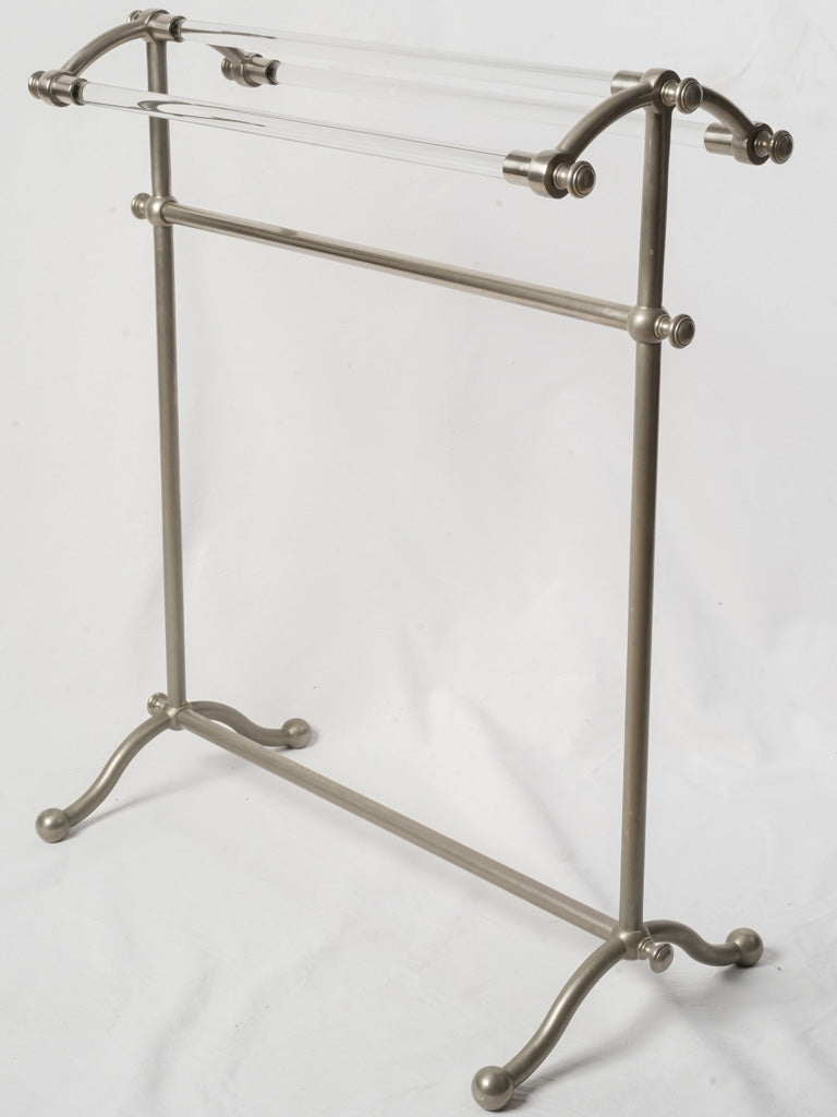 Elegant vintage nickel towel stand