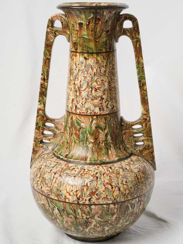Monumental Terres Mêlées Amphora Vase By Pichon Uzès c. 1900 - 23¼"