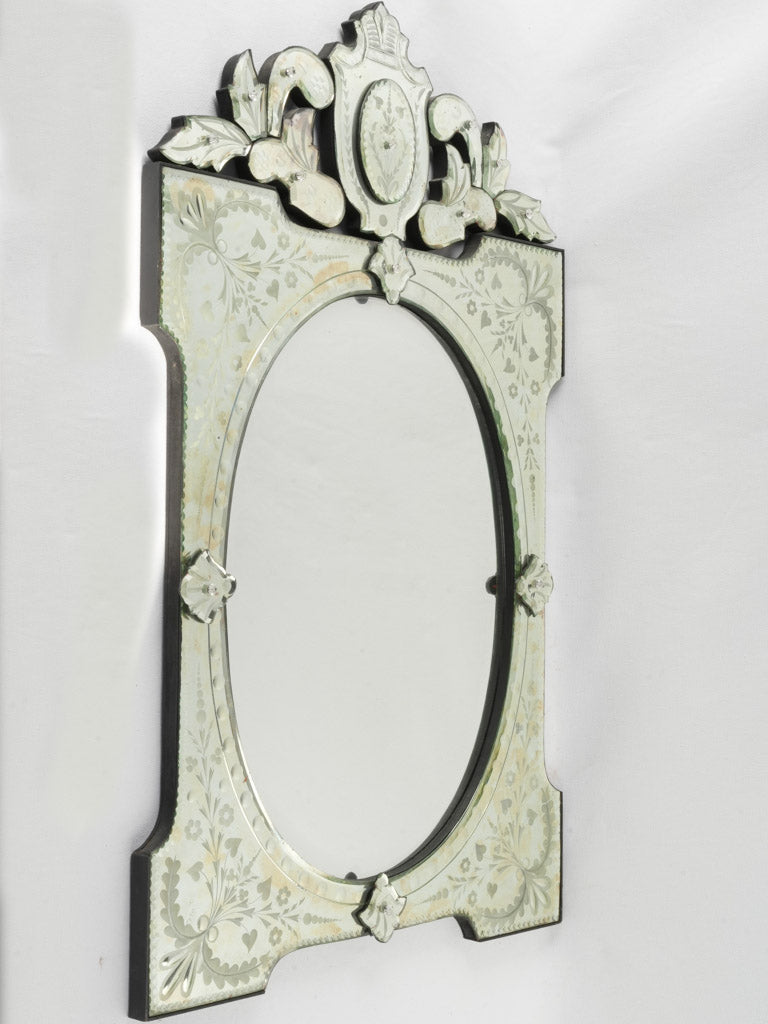 Romantic Vintage Venetian Oval Beveled Mirror
