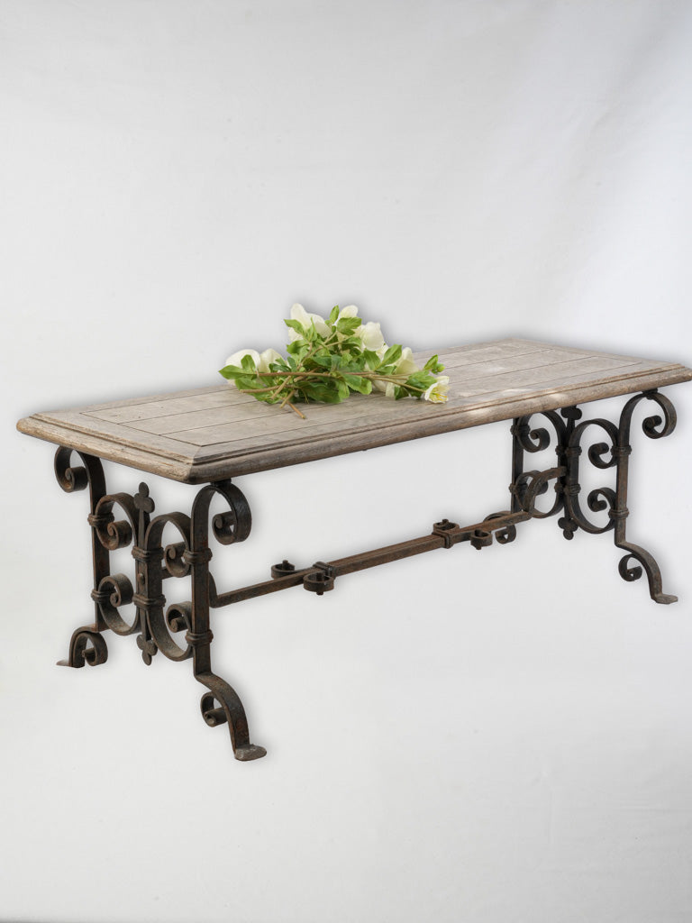 Vintage French oak bench